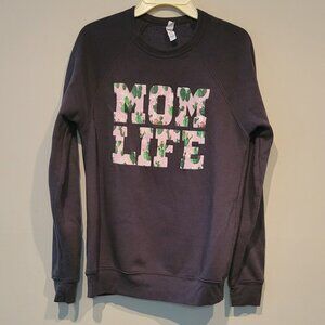 "Mom Life" Sweater Black and Pink with Cactus Print Detail size S